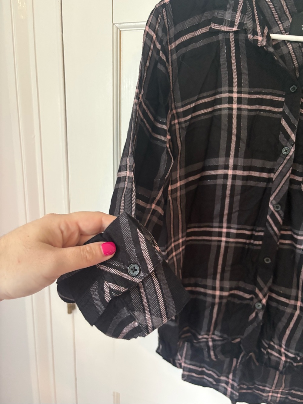 Rails Hunter Plaid Flannel Button Down Onyx Slate Blush, Size Medium (M) Soft - Picture 4 of 16